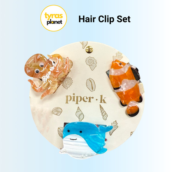 Piper K Ocean Friends Hair Clip Accessories Set Octopus, Clownfish & Dolphin - Picture 2 of 3